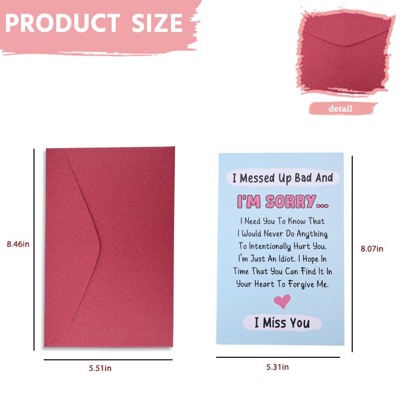 Sisadodo I'm Sorry Card for Him Her Apology Gifts Card for Girlfriend Boyfriend Forgive Me Cards for Husband Wife Apology Greeting Cards I Messed Up Bad and I'm Sorry Gift for Men Women - Image 2