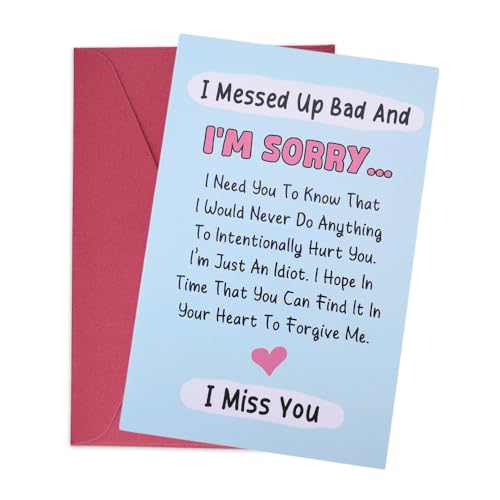 Sisadodo I'm Sorry Card for Him Her Apology Gifts Card for Girlfriend Boyfriend Forgive Me Cards for Husband Wife Apology Greeting Cards I Messed Up Bad and I'm Sorry Gift for Men Women - Image 1