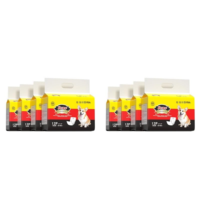 Disposable Dog Diapers Male Dog Wraps, Including 48pcs Super Absorbent Diapers for Dogs and Cats,S (12"-19") (Pack of 2)