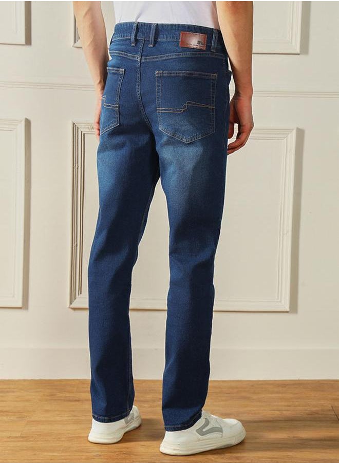 Dennis Lingo Mid Rise Straight Leg Low Fade Jeans by Styli  - Image 2