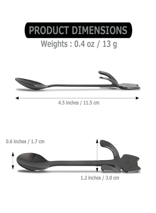 KAKUSEE Japanese Crafted Metal Tea Spoons - Hookable Designs for Cups, Ideal for Tea Time & Breakfast - Durable, Hand Wash Recommended - Gift for Family and Friends - Made in Tsubame City (Black Cat) - Image 2