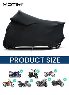Motim Motorcycle Cover, Stretch Fabric Indoor Garage Exhibition Use, Durable Quality, UV Protection Waterproof Dustproof Motorbike Cover, 90.6 inches, XL  - Image 2