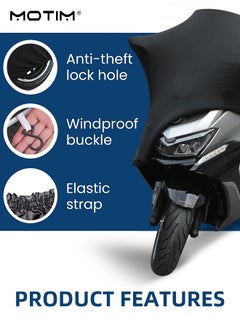 Motim Motorcycle Cover, Stretch Fabric Indoor Garage Exhibition Use, Durable Quality, UV Protection Waterproof Dustproof Motorbike Cover, 90.6 inches, XL  - Image 3
