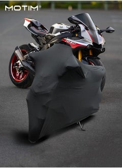 Motim Motorcycle Cover, Stretch Fabric Indoor Garage Exhibition Use, Durable Quality, UV Protection Waterproof Dustproof Motorbike Cover, 90.6 inches, XL  - Image 1