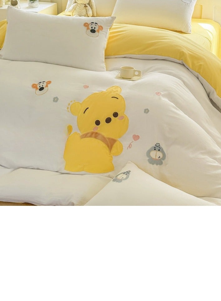 Bed Sheet Style — High End Cartoon Pattern Washed Cotton Bedding Four Piece Set - Image 4