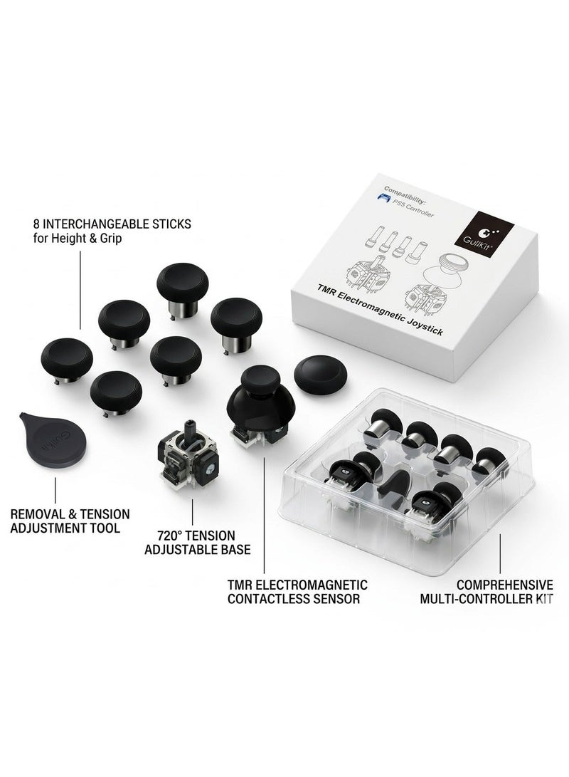 GuliKit PS5 Joystick Repair & Upgrade Kit - Permanent Fix for Stick Drift - TMR Electromagnetic Hall Effect Analog Sticks - Pro-Grade Customization with 720° Adjustable Tension & Multiple Height Caps, Compatible with Dualsense 5 and Dualsense Edge Controllers - Image 2