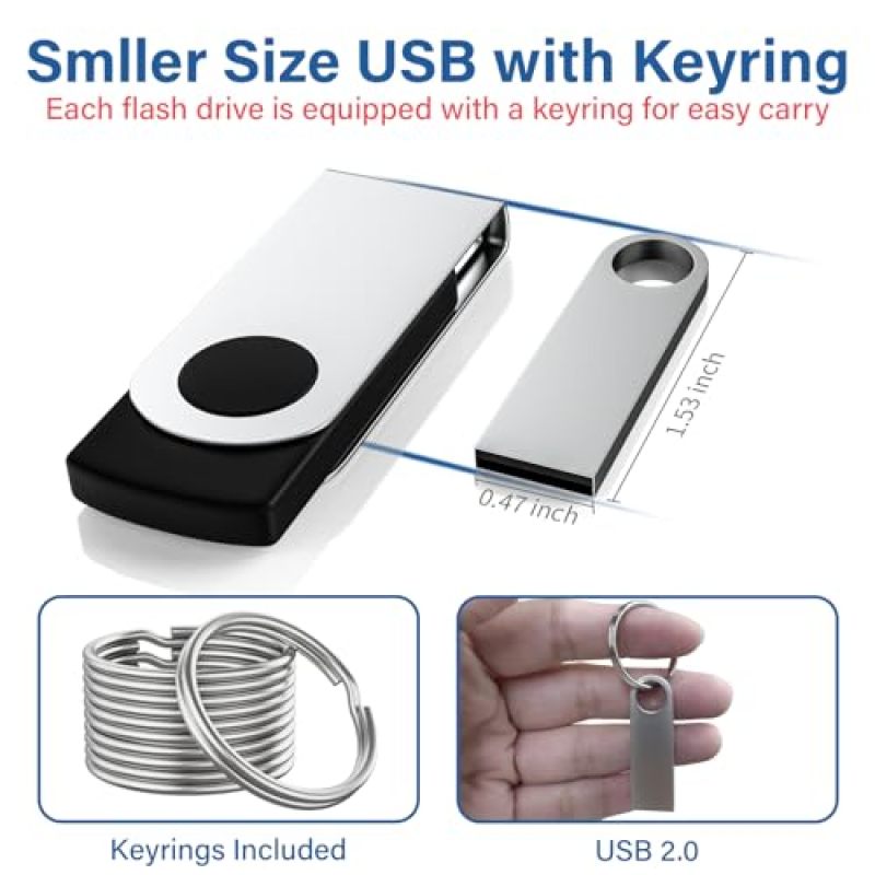 حزمة 5 محفوظات USB 2 جيجابايت بغلاف من الألومنيوم بدون غطاء – محفظة اصبع مقاومة للماء ومتوثوقة لتخزين محمول متعدد الأجهزة للفرق المكتبية والأسر - Image 4