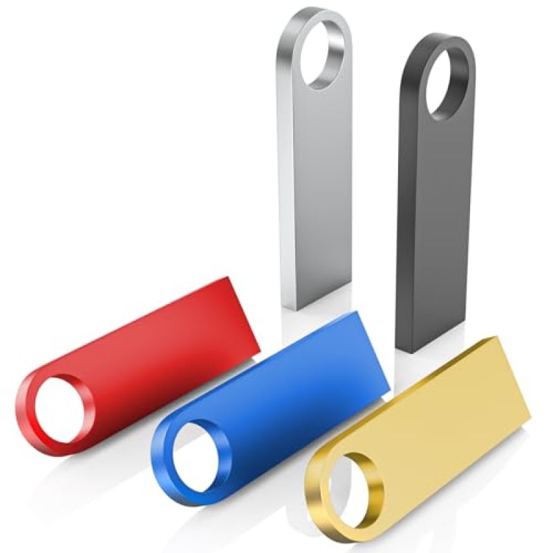حزمة 5 محفوظات USB 2 جيجابايت بغلاف من الألومنيوم بدون غطاء – محفظة اصبع مقاومة للماء ومتوثوقة لتخزين محمول متعدد الأجهزة للفرق المكتبية والأسر - Image 1