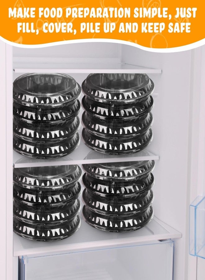 Rtteri 18 Pcs Round Catering Trays with Lids Divided Serving Trays 6 Compartment Disposable Plates Plastic Appetizer Traysplatters Food Storage Containers for Christmas Party Fruit Buffet (Black) - Image 5