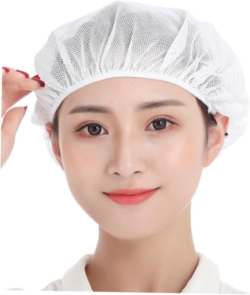 4pcs Cotton Mesh Cap White Hat Hair Net for Buns Food Service Workers Bouffant Hair Net - Image 4