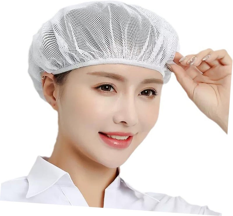 4pcs Cotton Mesh Cap White Hat Hair Net for Buns Food Service Workers Bouffant Hair Net - Image 5