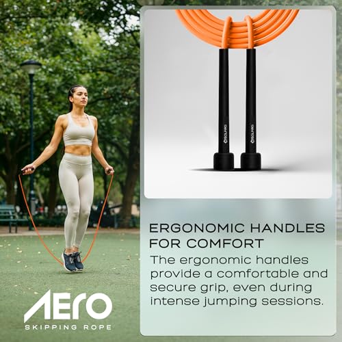 Solpro Aero Adjustable Jump Rope Skipping Rope for men, women, kids, boys, girls | Unisex, Tangle-Free, Durable, Ideal for fitness, cardio, agility & home workouts. (Black/Orange) - Image 3
