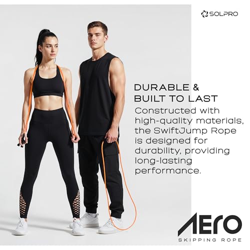 Solpro Aero Adjustable Jump Rope Skipping Rope for men, women, kids, boys, girls | Unisex, Tangle-Free, Durable, Ideal for fitness, cardio, agility & home workouts. (Black/Orange) - Image 5