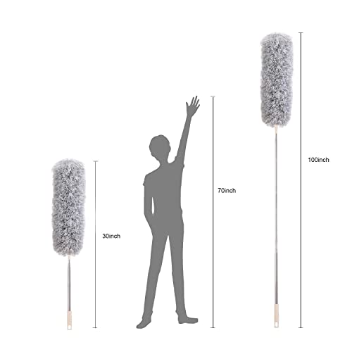 Skyup Foldable Microfiber Flexible Cleaning Brush Feather Duster Magic Dust with Stainless Steel Extendable Handle Cleaner Fit Home Office Car Cleaning Tools for Home, Office - Image 3