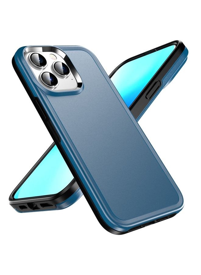 Generic Case Cover For iPhone 13 Pro Double Solid Color Armor Phone Case Blue 