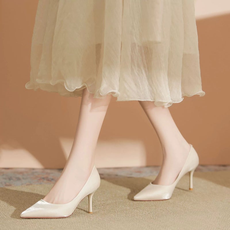 Pumps Stiletto Satin Wedding Burgundy Women's Shoes - Image 4