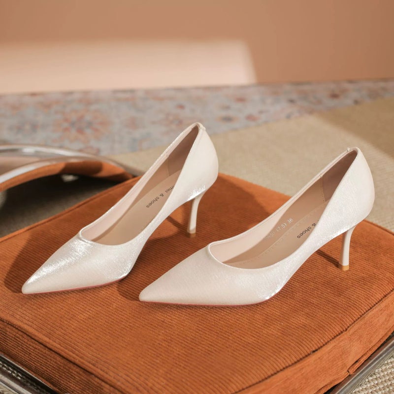 Pumps Stiletto Satin Wedding Burgundy Women's Shoes - Image 2