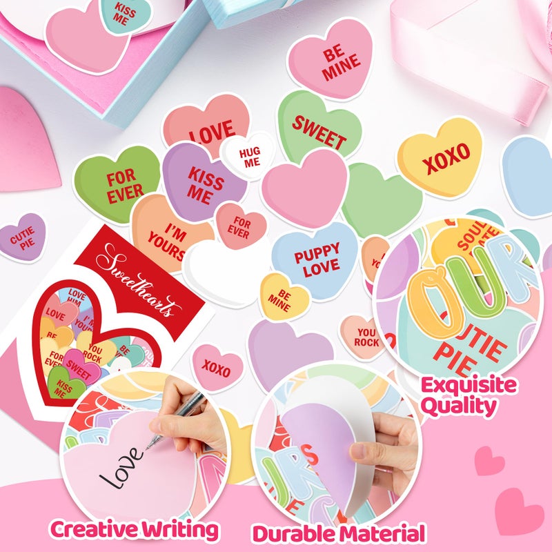 CPicdn 130Pcs Valentineâ€™s Day Conversation Heart Bulletin Board Classroom Decoration Set, Sweet Candy Heart Cutouts Banner Name Tags, School Classroom Chalkboard Wall Decor Valentines Party Supplies - Image 3