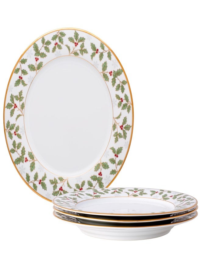 Noritake Holly and Berry Gold Set of 4 Dinner Plates, 10.50" - Image 1