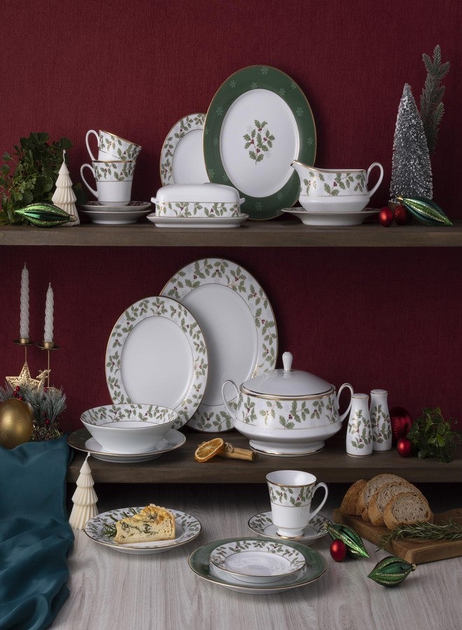Noritake Holly and Berry Gold Set of 4 Dinner Plates, 10.50" - Image 5