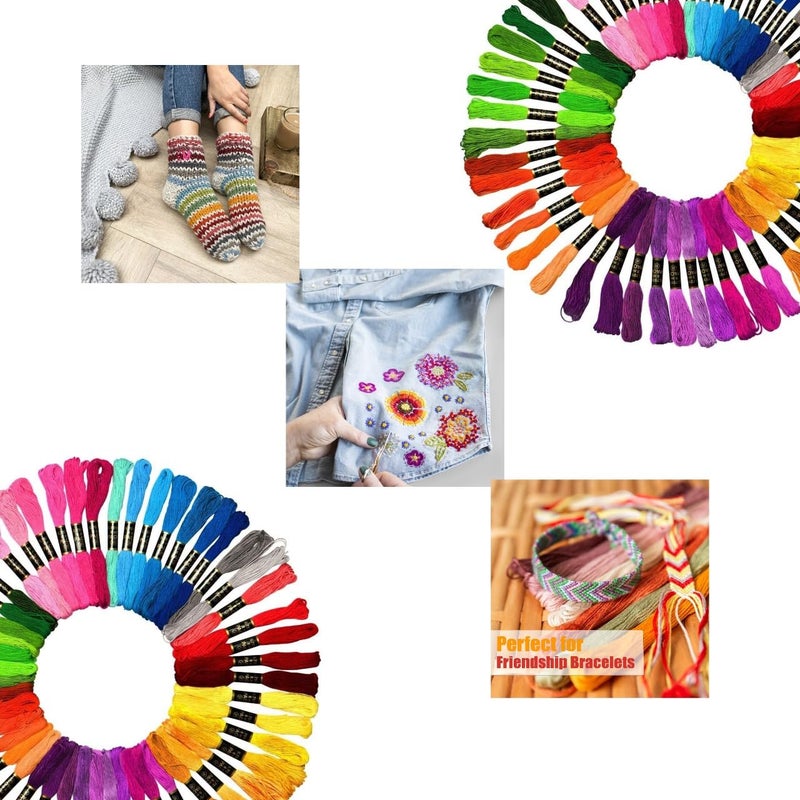 Zoohi 50 Pcs Soft and Shiny Embroidery Thread Set: Stranded Cotton Threads Skein for Hand Embroidery & Craft. Create Masterpieces with Our Vibrant Colors Family Set. Combo Pack (Basic Bright Color) - Image 4