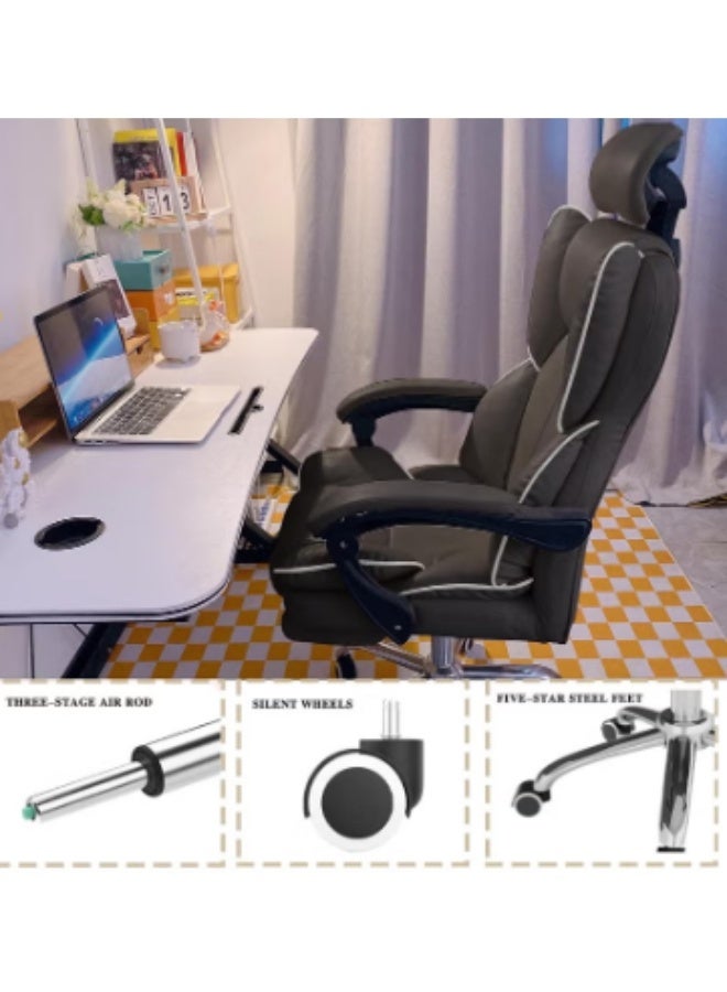 Arabest كرسي مكتب مريح كرسي مكتب كمبيوتر هيكل فولاذي جلد PU دعم قطني سلس مع ارتفاع قابل للتعديل (أسود) - Image 3