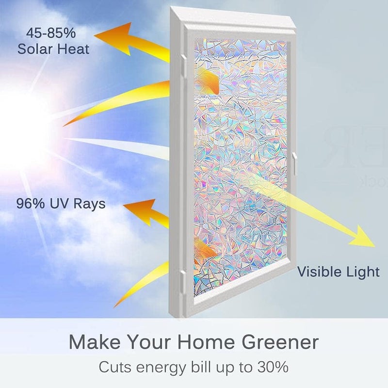 Volcanics Advanced minimal build Window Privacy Film Static Clings Vinyl 3D Decals, Stickers Rainbow Film for Glass Door Heat Control Anti UV 17.5 x 78.7 Inches Intercity storage hub - Image 4
