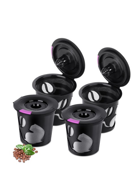 Reusable K Cups Fit for KEURIG 2.0 1.0 K-MINI PLUS Reusable Coffee Filters Pods Universal Fit Keurig Reusable Coffee Pods Filters Leakproof 4 Pack