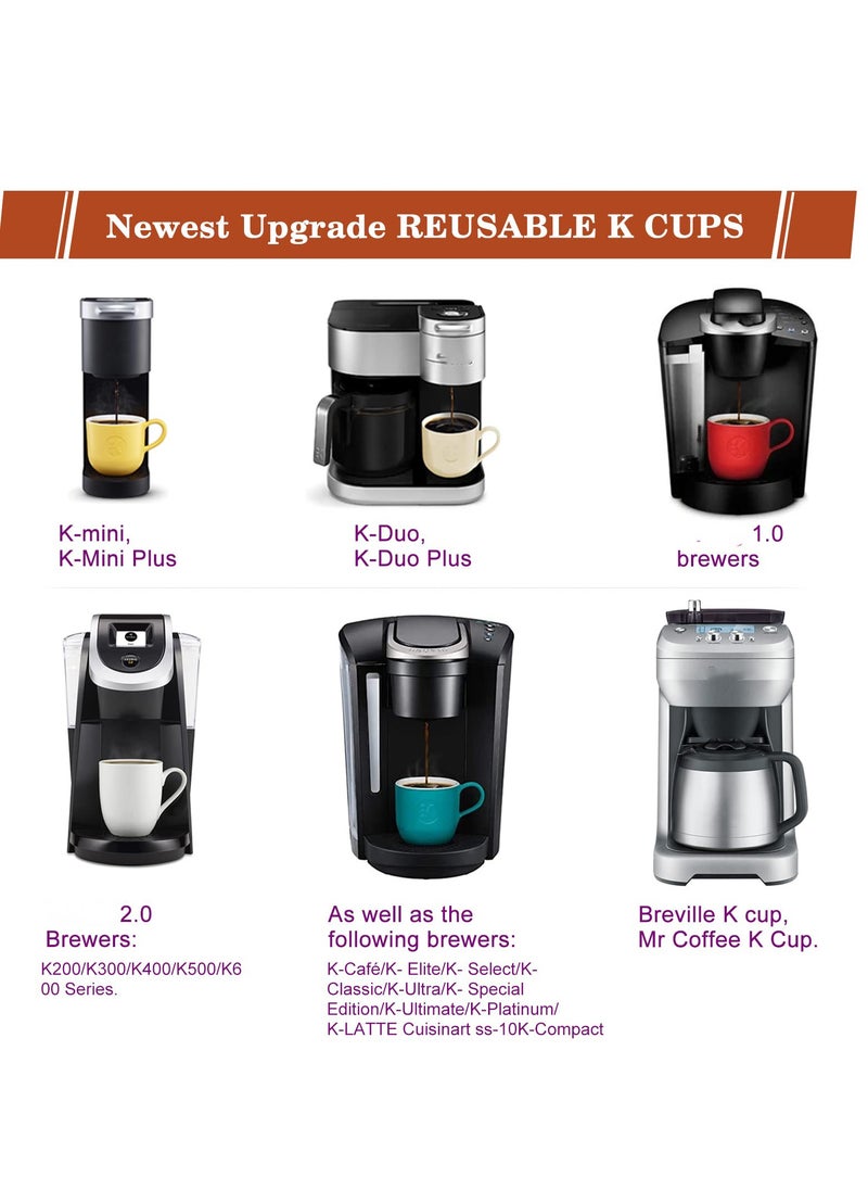 Excefore - Reusable K Cups Fit for KEURIG 2.0 1.0 K-MINI PLUS Reusable Coffee Filters Pods Universal Fit Keurig Reusable Coffee Pods Filters Leakproof 4 Pack - Image 1