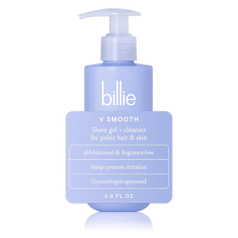Billie  V Smooth  Shave Gel  Cleanser for Pubic Hair  Skin  pHBalanced  FragranceFree  GynecologistApproved  65 oz