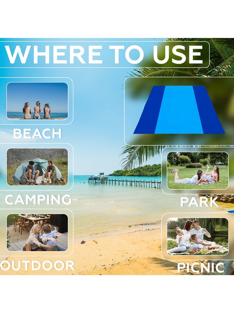 Bernessi 275*305cm Sandproof Waterproof Extra Large Beach Mat Foldable for Family, Portable Lightweight Oversized Beach Quick Drying Blanket Sand Free for Outdoor Picnic Beach Travel Camping Hiking - Image 2