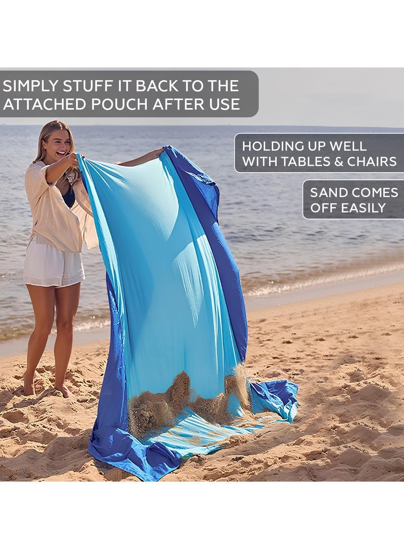 Bernessi 275*305cm Sandproof Waterproof Extra Large Beach Mat Foldable for Family, Portable Lightweight Oversized Beach Quick Drying Blanket Sand Free for Outdoor Picnic Beach Travel Camping Hiking - Image 5