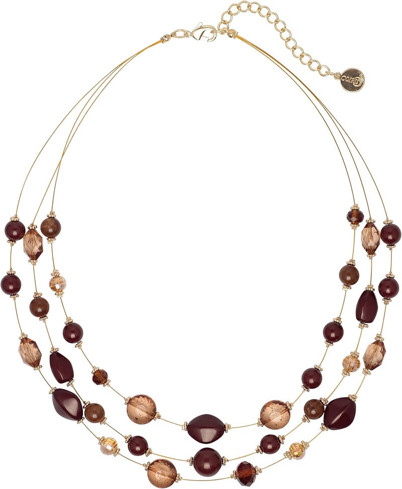Coiris 3 Layers Illusion Wire Beaded Statement 19.5" Necklace for Women - Image 1