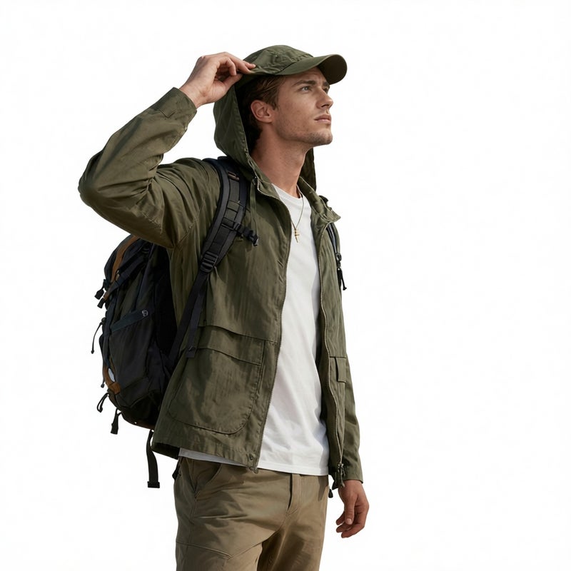 Men's Casual Zip Up Jacket Lightweight Outdoor Coat - Image 1