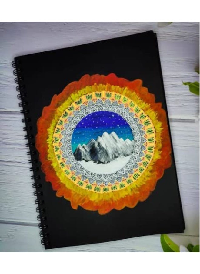 بروسترو كراسة رسم بروسترو سوداء | مقاس A5، 200 غرام/متر مربع | 40 ورقة/80 صفحة | غلاف حلزوني، ورق فاخر خالٍ من الأحماض، جودة احترافية، مثالية للوسائط الجافة، فن الماندالا، الجرافيت، الفحم، للاستخدام المدرسي والمكتبي - Image 3