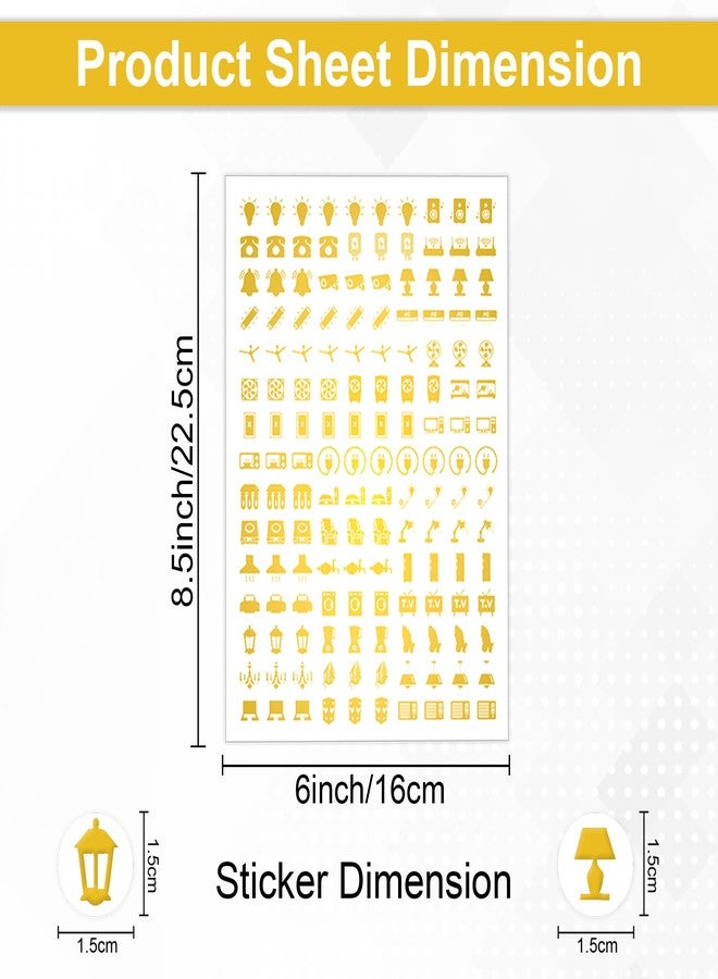 GLUN® 750+ Switch Board Button Stickers for Home,60+ Icons for Fan Light Fridge AC, 5 in 1 Gold, Rose Gold, Rainbow Color Fusion, Black, & Colourful Labels, Decorative Switch Stickers for Switchboard - Image 2