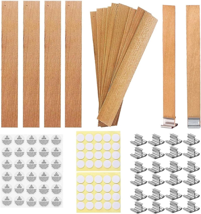 250 Pcs Wooden Candle Wicks Wicks Stickers 51 X 05 Inch Natural Candle Wood Wicks Stand Candle Cores for DIY Candle Making Craft Wooden Wicks for Candle Making Wood Wick