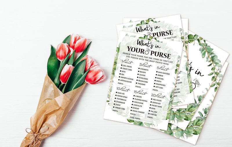 Huastatewolf Bridal Shower Game Cards, Tropical Jungle Theme Engagement Party Cards for Wedding, Set of 30 Cards(Leaf011) - Image 4