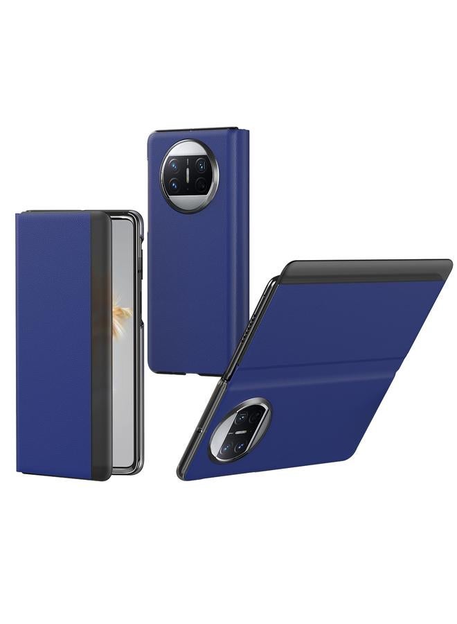 زبون جراب هاتف Huawei Mate X3 بتصميم ليتشي قابل للطي مع نافذة جانبية وغطاء حماية - Image 1