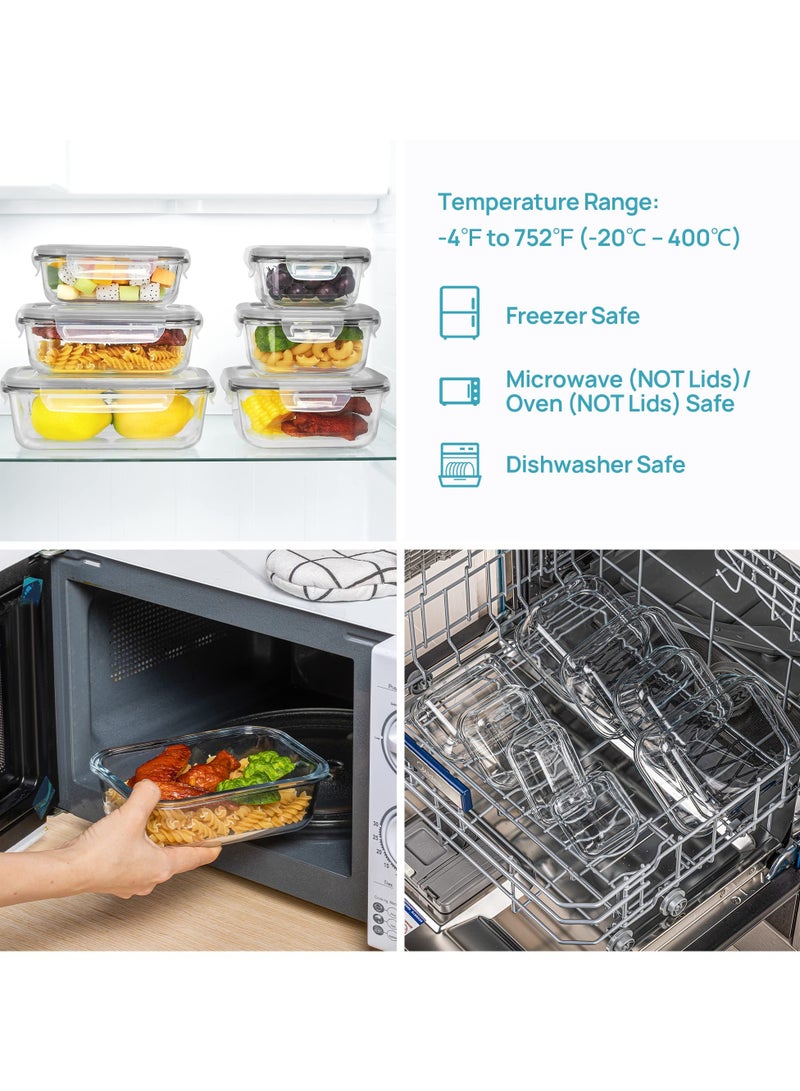 Bukela 8 Pack Glass Food Storage Containers with Airtight Lids, Glass Meal Prep Containers, Bento Boxes for Lunch, for Microwave, Oven, Freezer and Dishwasher, BPA Free - Image 3