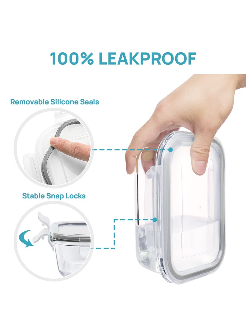 Bukela 8 Pack Glass Food Storage Containers with Airtight Lids, Glass Meal Prep Containers, Bento Boxes for Lunch, for Microwave, Oven, Freezer and Dishwasher, BPA Free - Image 4