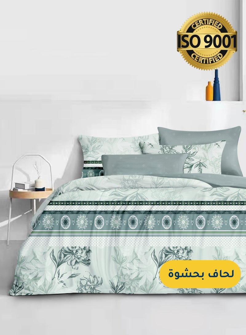 Master Home Textile Microfiber Printed Comforter Sets, Fits 200 x 200 cm King / Double Size Bed, 8 Pcs, With Soft Filling, Celine Series - Image 1