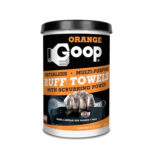 GOOP Orange Heavy Duty Ruff Towels with Scrubbing Power, 10” x 12” Dual Textured Multi-Purpose Cleaning Wipes, Removes Dirt, Grease, Oil, 72 Count - Image 1