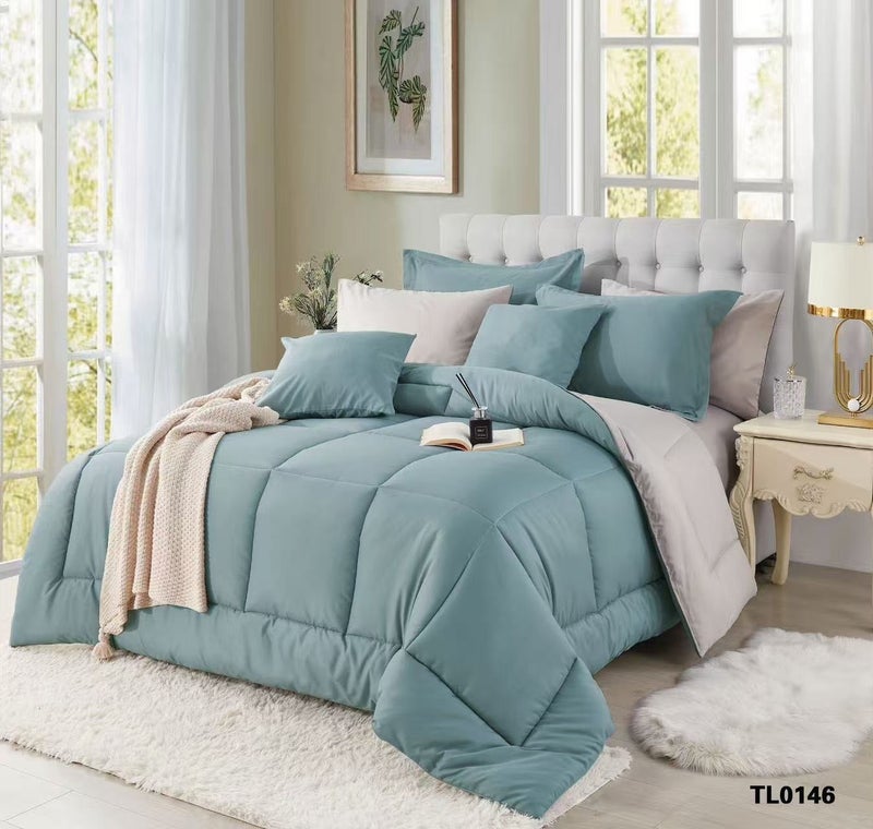 ShinyFlower Comforter Set for Single Bed 5-Piece Winter Quilt set Microfiber fabric with Cotton Filling 220 x 160 cm - Image 1