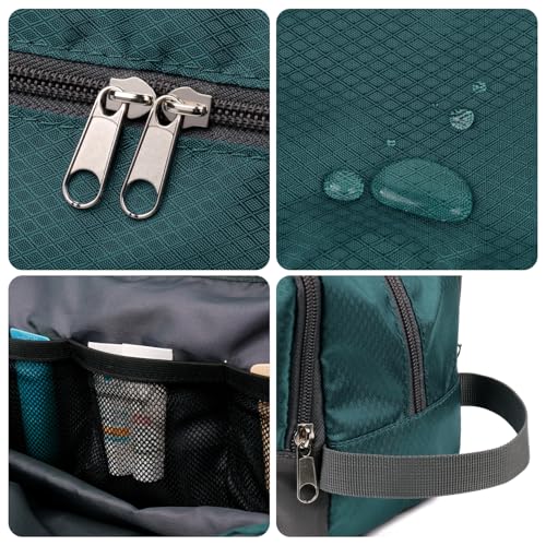 WANDF Toiletry Bag for Men Hanging Dopp Kit Water Resistant Shaving Bag Small Toiletry Bag for Traveling (malachite green) - Image 3