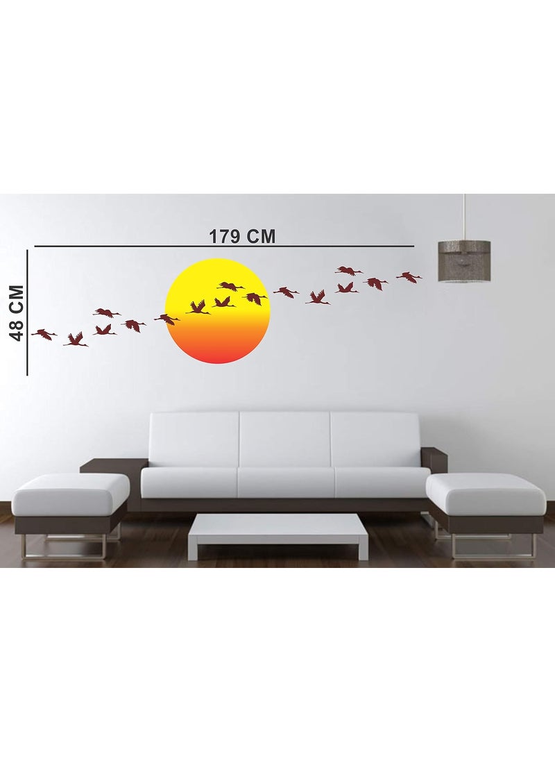 Walltech - Walltech Combo Pack of Wall Stickers Sunrise with Flying Bird Covering Area 48 x 179 cms with Folk Band Set of 5 Switch Board Sticker - Image 1