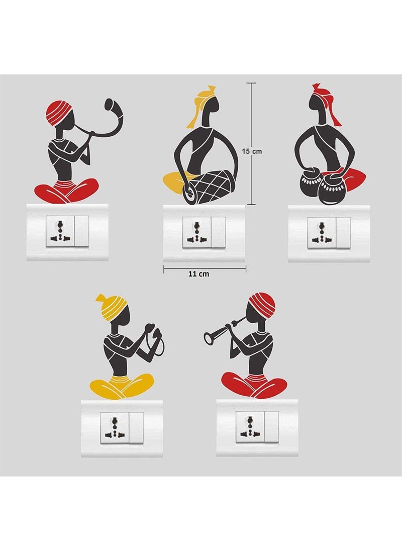 Walltech - Walltech Combo Pack of Wall Stickers Sunrise with Flying Bird Covering Area 48 x 179 cms with Folk Band Set of 5 Switch Board Sticker - Image 1