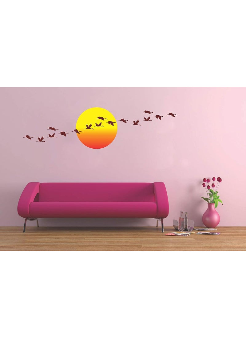 Walltech - Walltech Combo Pack of Wall Stickers Sunrise with Flying Bird Covering Area 48 x 179 cms with Folk Band Set of 5 Switch Board Sticker - Image 1