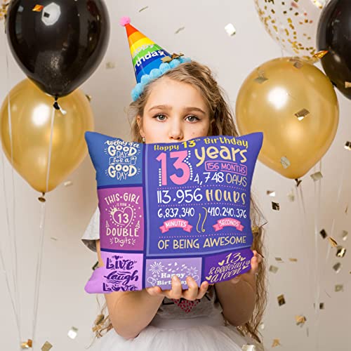 Skizbcw Gifts for 13 Year Old Girl - 13th Birthday Decorations for Girls Throw Pillow Covers 18 x 18 inch - 13th Birthday Gifts for Girls - 13 Year Old Girl Gift Ideas - Teenager Bday Decorations - Image 3