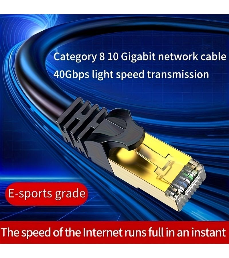 Cat 8 Ethernet Cable High Speed 40Gbps 2000MHz SFTP Patch Cord 1.95m Heavy Duty Shielded LAN Network Cable for Indoor Outdoor Use Compatible with Cat 6 7 Routers Modems Xbox - Image 1